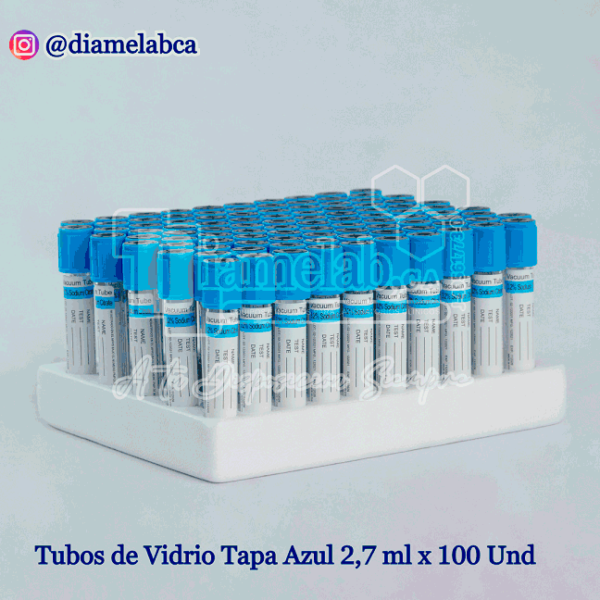 TUBO T/AZUL VIDRIO CJA x100
